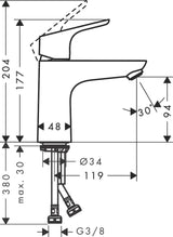 HANSGROHE Focus 100 LowFlow Einhebel-Waschtischmischer DN 15 mit Zugstange, chrom