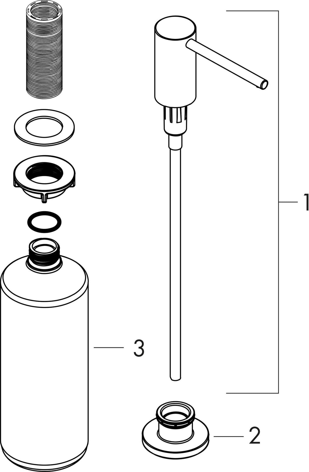 AXOR Uno Spülmittelspender chrom – 500 ml, von oben befüllbar, für Arbeitsplatten bis 55 mm