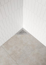 hansgrohe RainDrain Corner Komplettset Punktablauf 240/240, Edelstahl gebürstet – rahmenloses Design, DN40, höhenverstellbar