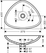 AXOR Massaud Aufsatzwaschschüssel 800 mm von Hansgrohe – Mineralguss weiß, oval, ohne Hahnloch