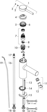 Hansgrohe Zesis S Einhebel-Waschtischmischer 70 mm mit Zugstangen-Ablaufgarnitur, chrom