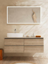HANSGROHE Xelu Q Konsole 1360 mm weiß hochglanz mit Ausschnitt links und Hahnloch