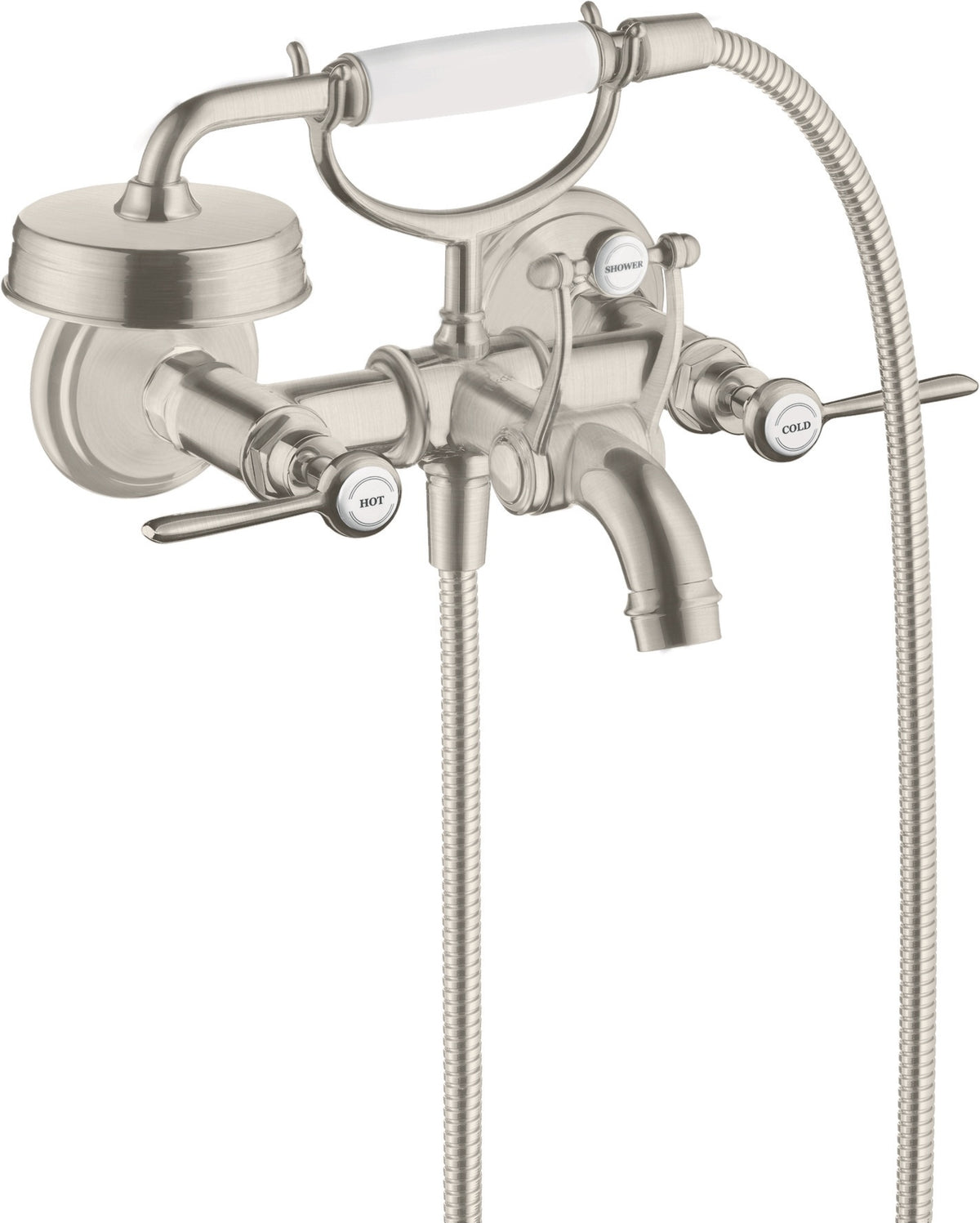 AXOR MONTREUX 2-Griff-Wannenarmatur DN 15, Aufputz, Hebelgriffe, Handbrause, Chrom