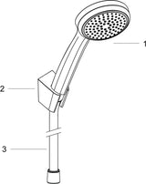 Hansgrohe Brauseset Croma 100 Mono mit Handbrause, Brausehalter und Isiflex Schlauch 1250 mm in Chrom