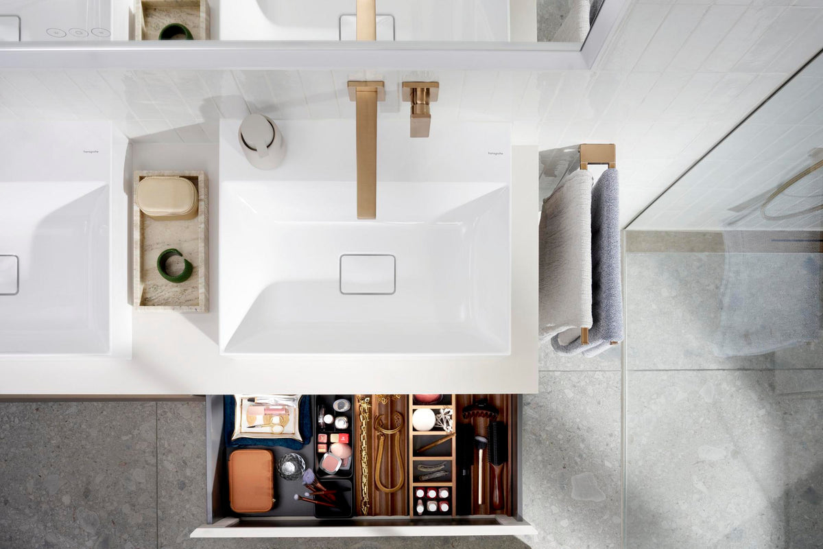 HANSGROHE Xevolos E Konsole 1570 mm mattweiß mit 2 Ausschnitten