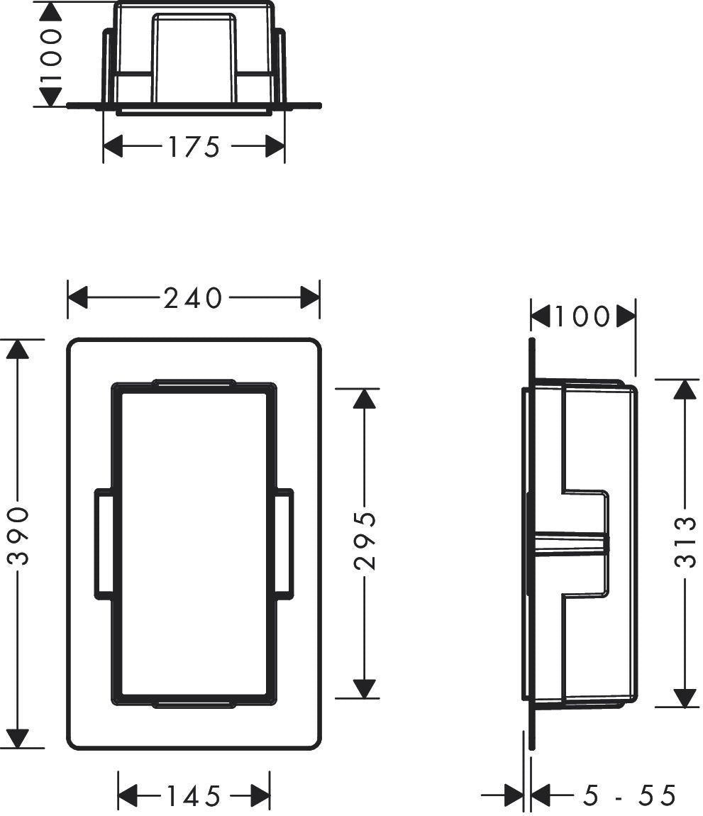 HANSGROHE XtraStoris Minimalistic Wandnische rahmenlos mattschwarz 300x150x100 mm