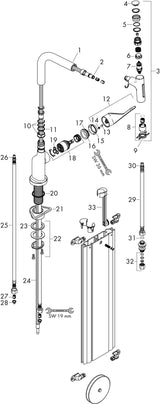 AXOR Citterio 2jet Spültischmischer 230 Select mit sBox Ausziehbrause, Chrom