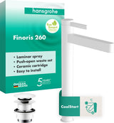 Hansgrohe Finoris 260 Waschtischmischer CoolStart Highriser Chrom mit Push-Open Ablaufgarnitur