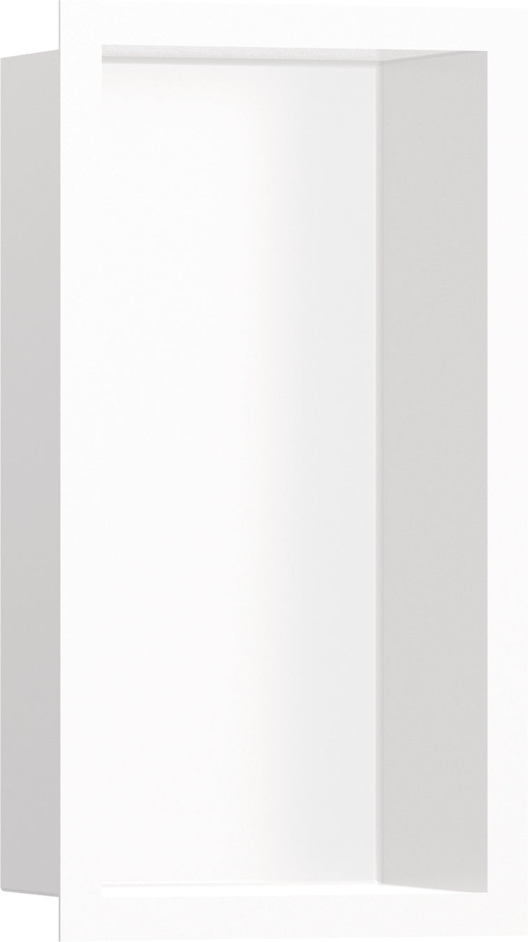 HANSGROHE XtraStoris Individual Wandnische mattweiß 300x150x100 mm mit Designrahmen – Edelstahl V2A