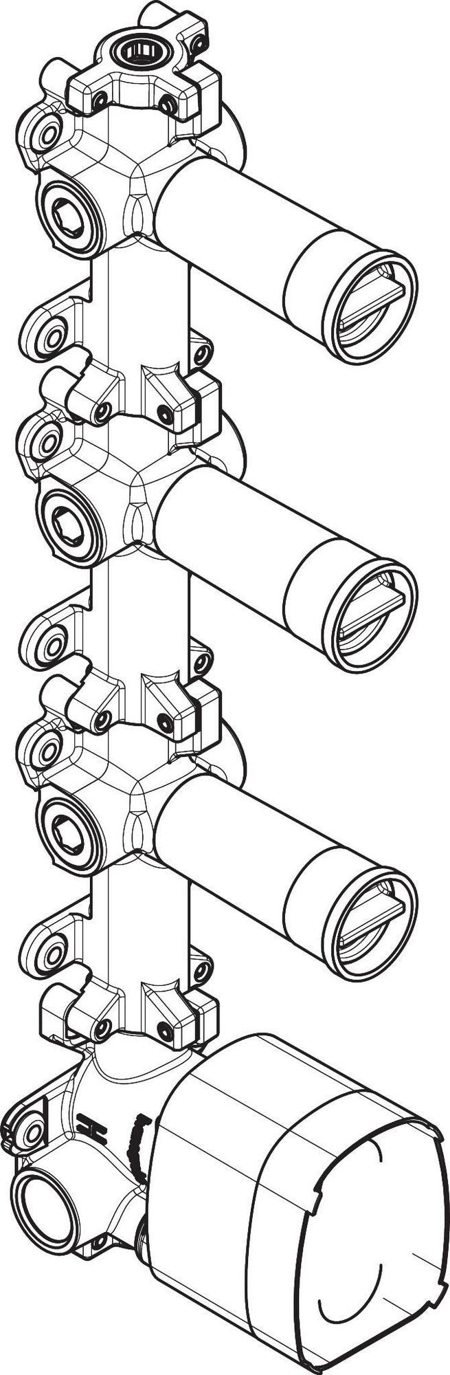 AXOR One Grundkörper für Thermostatmodul Unterputz – 3 Verbraucher, DN15, schallentkoppelt