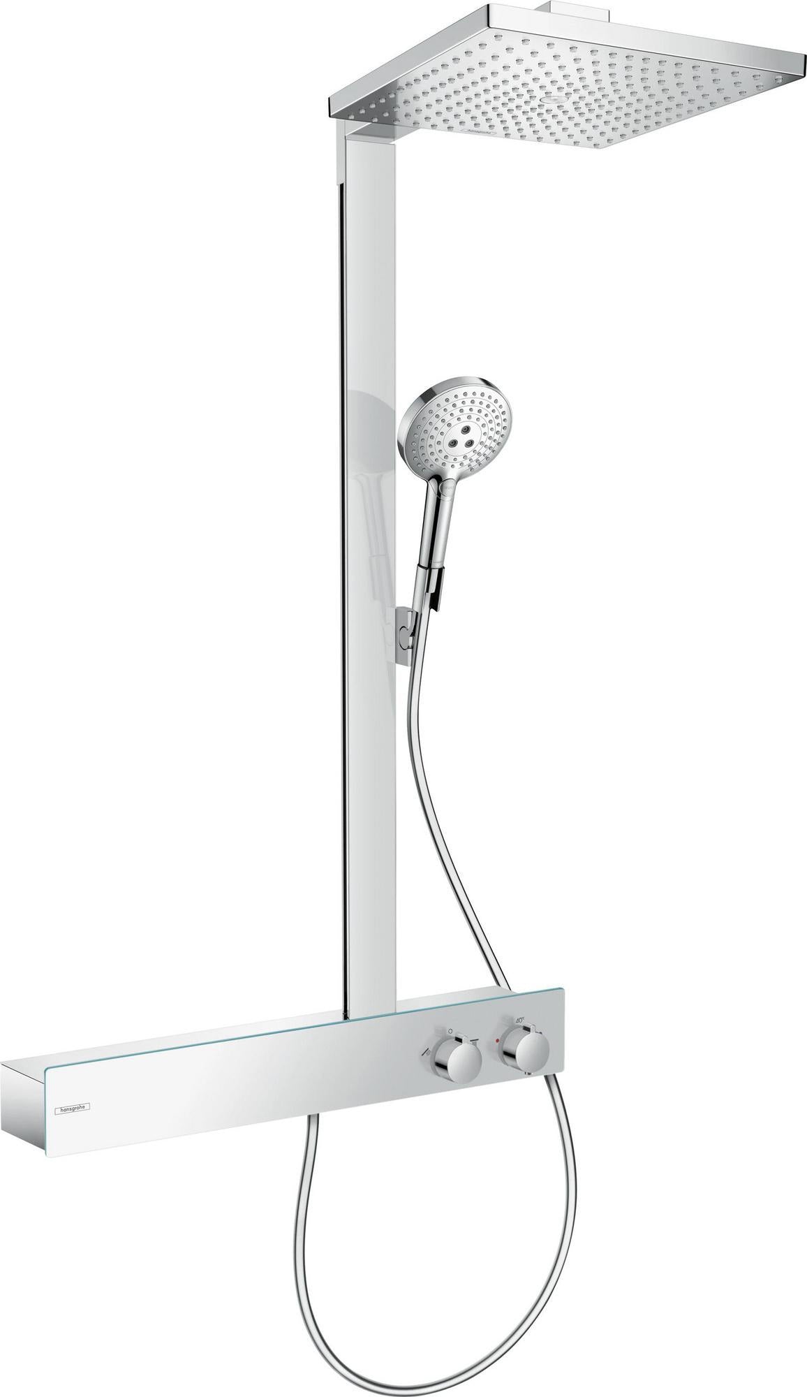 HANSGROHE Raindance E 300 Showerpipe Duschsystem mit Thermostat ShowerTablet 600, 300x300 mm, Chrom