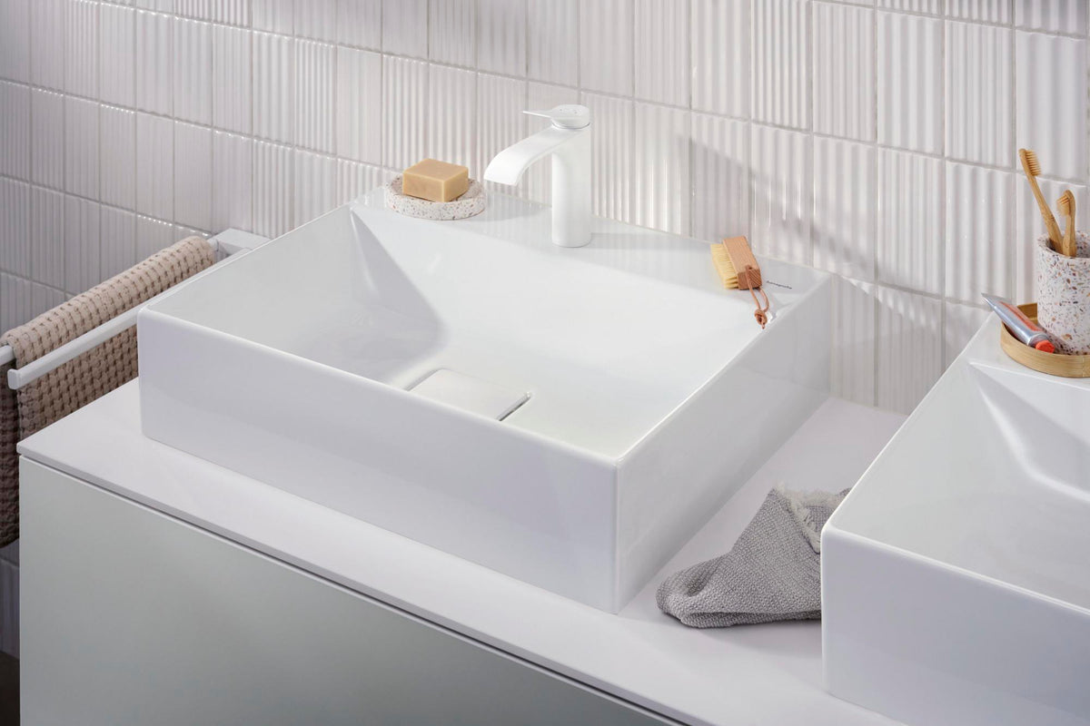 HANSGROHE Xevolos E Konsole 1570 mm mattweiß mit 2 Ausschnitten