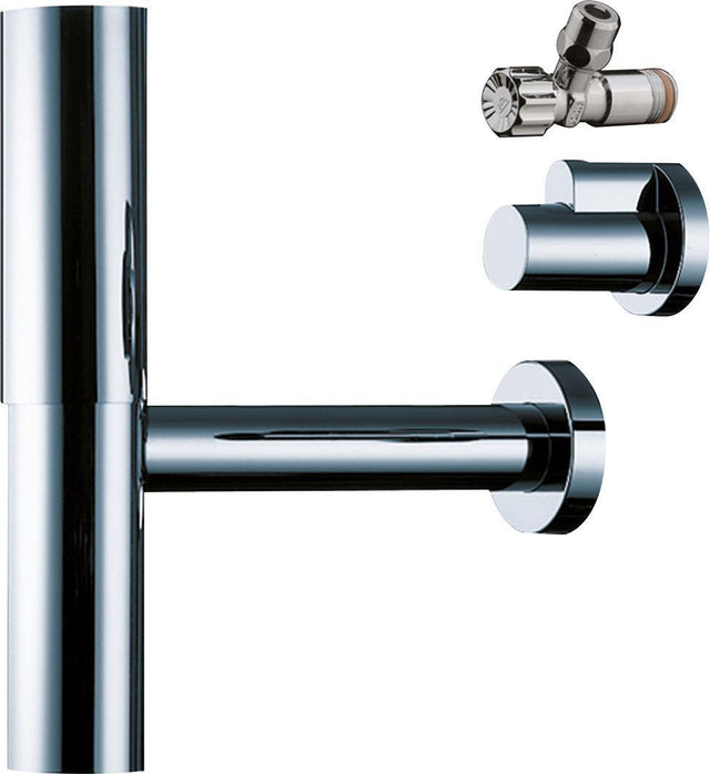 HANSGROHE Designsiphon-Set FLOWSTAR mit Eckventilen in Chrom – Flaschensiphon für Bad und Küche