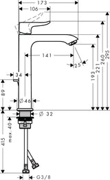HANSGROHE Metris Einhebel-Waschtischmischer 200 chrom – ComfortZone, 5 l/min, mit Zugstangen-Ablaufgarnitur