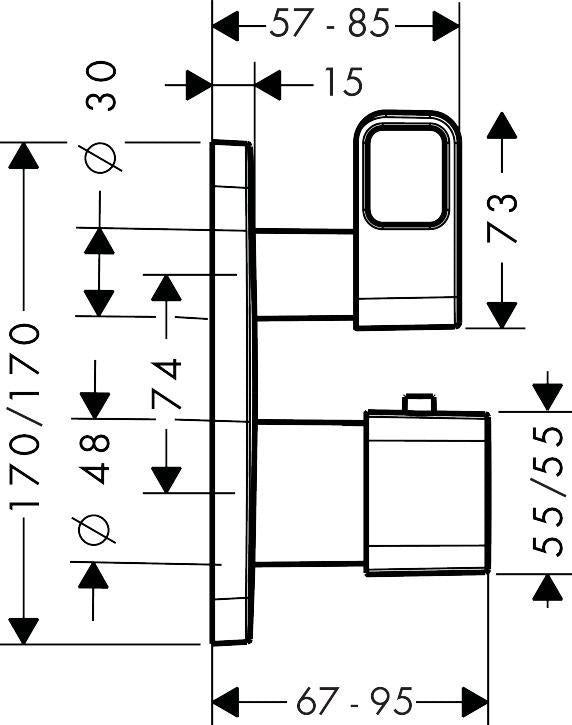 AXOR URQUIOLA Thermostat Unterputz mit Abstellventil Chrom – 1 Verbraucher