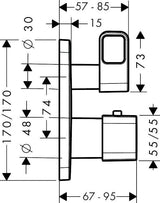 AXOR URQUIOLA Thermostat Unterputz mit Abstellventil Chrom – 1 Verbraucher