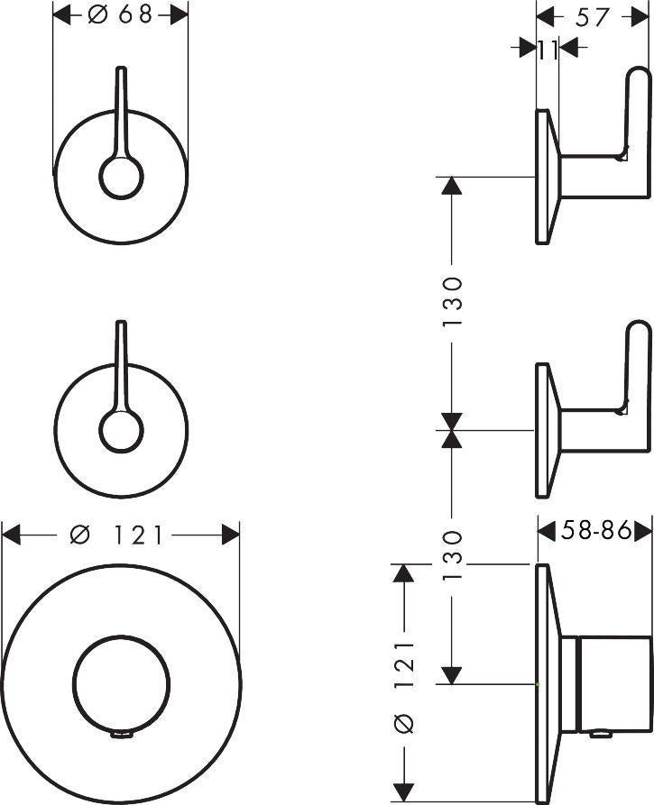 AXOR One Thermostatmodul Unterputz für 2 Verbraucher mit Hebelgriff Chrom