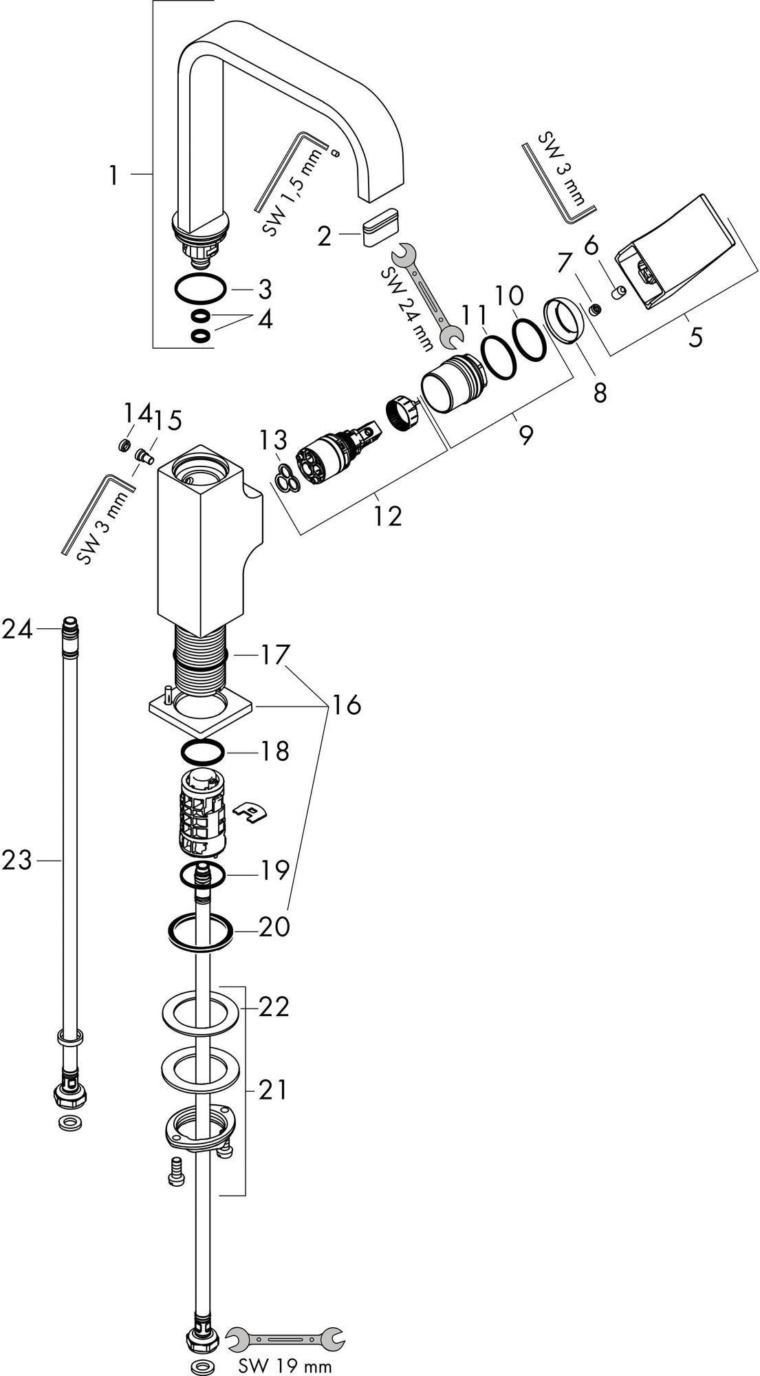 HANSGROHE Metropol Einhebel-Waschtischmischer 230 DN 15 chrom mit Push-Open Ablaufgarnitur