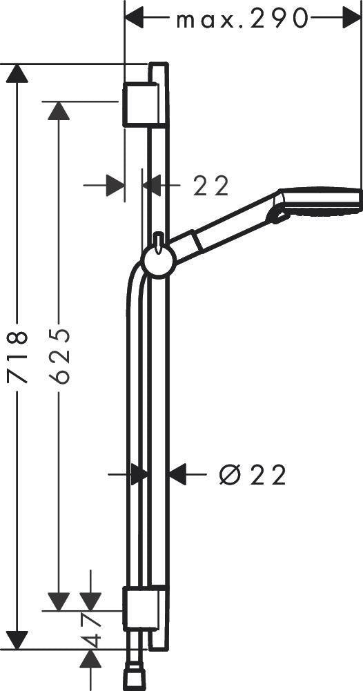HANSGROHE VERNIS Blend Brauseset Vario/Unica 650 mm mattschwarz mit Handbrause und Brausestange