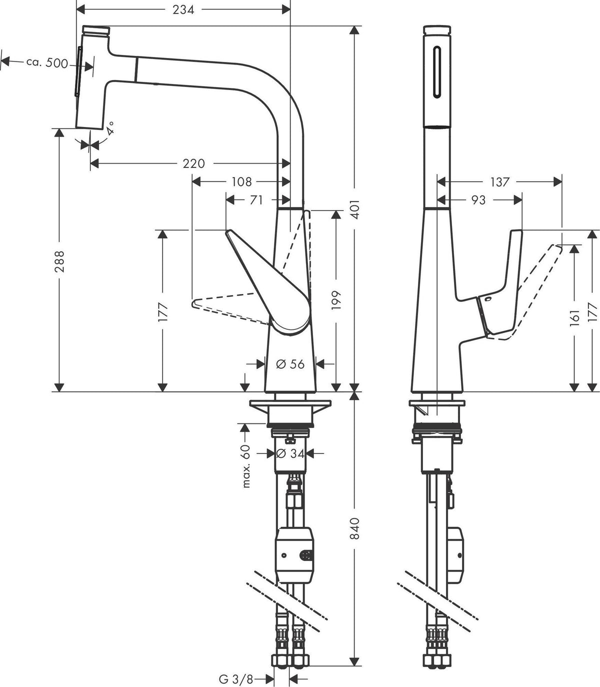 HANSGROHE HG Spültischmischer 300 Select 2jet Ausziehbrause M5110-H300 chrom