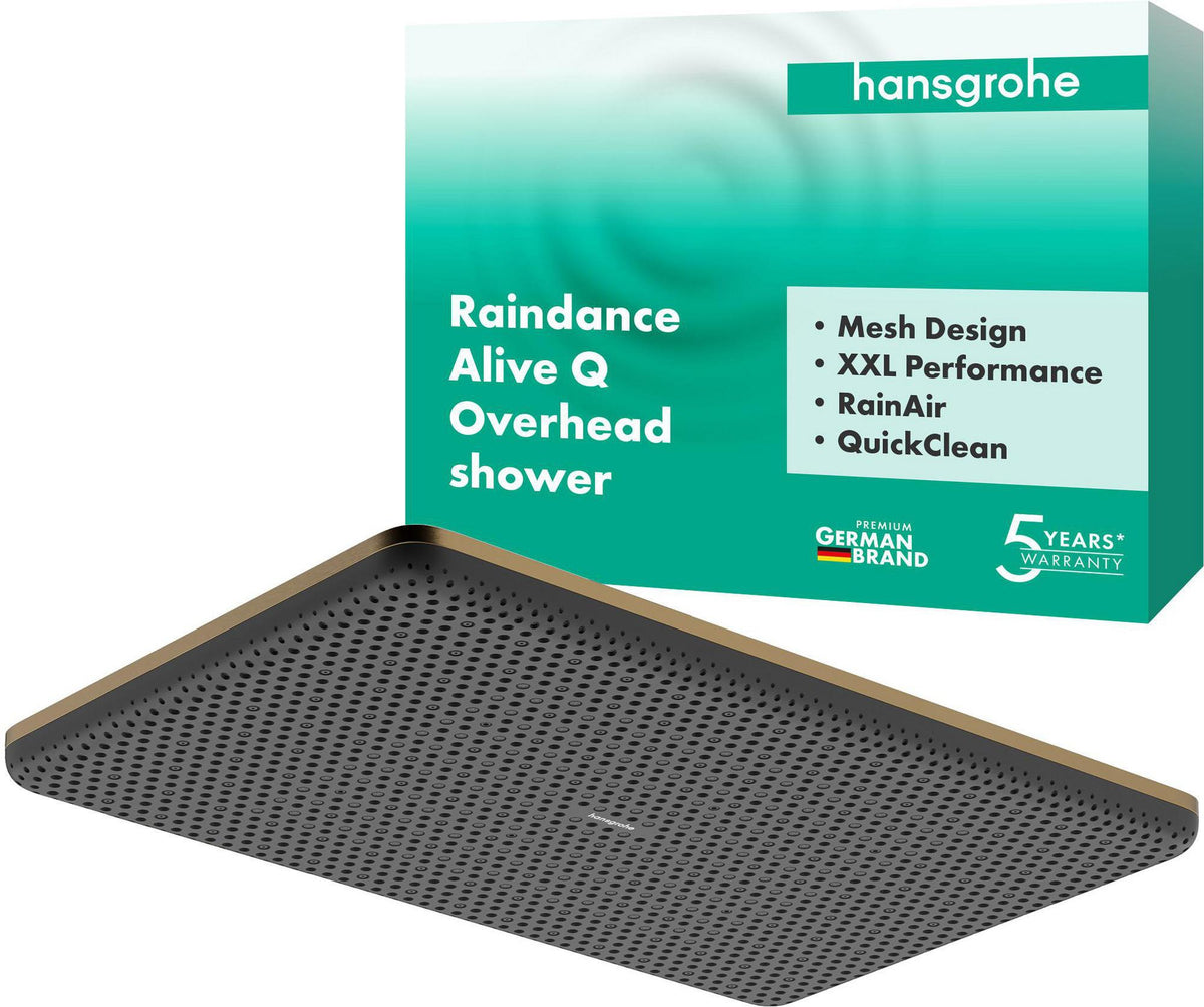 HANSGROHE Kopfbrause Raindance Alive Q 210/340 1jet – Rechteckig, RainAir & PowderRain, Schwarz