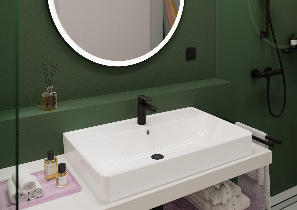 HANSGROHE Xanuia Q Aufsatzwaschtisch 800x480 mm weiß mit Hahnloch und Überlauf