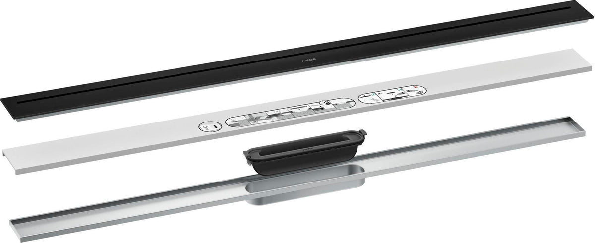 AXOR Drain Duschrinne Fertigset 1000 mm chrom – Designabdeckung, Dryphon, höhenverstellbar