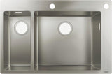 HANSGROHE Einbauspüle S71 180 x 450 Edelstahl – 2 Becken, flächenbündig