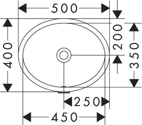 HANSGROHE Unterbauwaschtisch Xuniva D 450x350mm weiß ohne Hahnloch mit Überlauf
