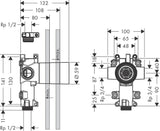 AXOR Citterio E Grundkörper DN20 für Ab-/Umstellventil – 2 Verbraucher, thermostatisch