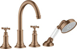AXOR MONTREUX 4-Loch-Wannenrandarmatur DN 15 mit Handbrause, Thermostat und Wanneneinlauf in Chrom