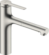 HANSGROHE Zesis M33 ComfortZone 160 Einhebel-Küchenmischer mit Ausziehbrause, 2 Strahlarten, Chrom