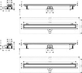 Hansgrohe RainDrain Go Komplettset Duschrinne 1200 mm rückseitig befliesbar für Stand- und flache Installation