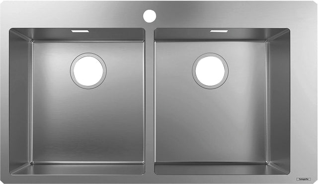 HANSGROHE Einbauspüle S71 Doppelbecken 370 x 370 mm Edelstahl flächenbündig