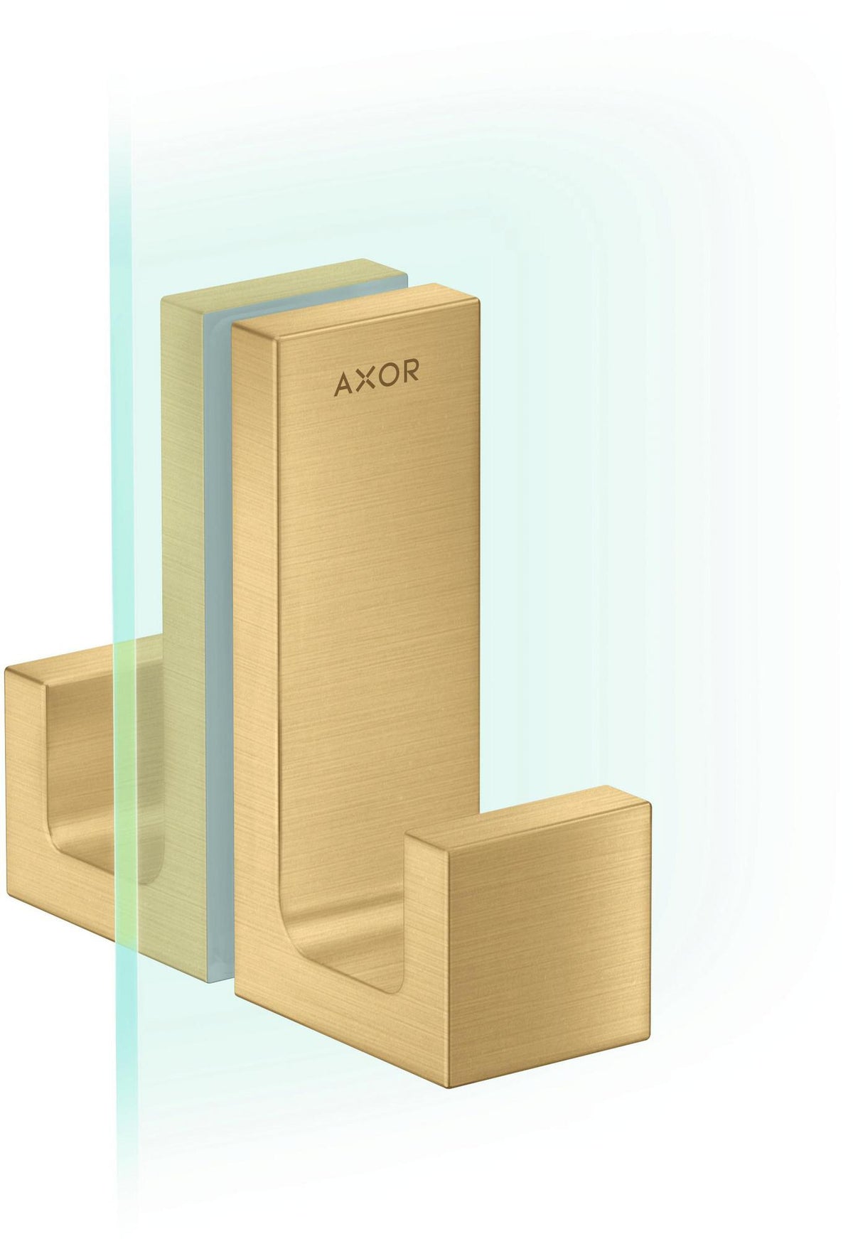 AXOR Universal Rectangular Duschtürgriff in polished gold optic – Metall, verdeckte Befestigung, 6–12 mm Glas