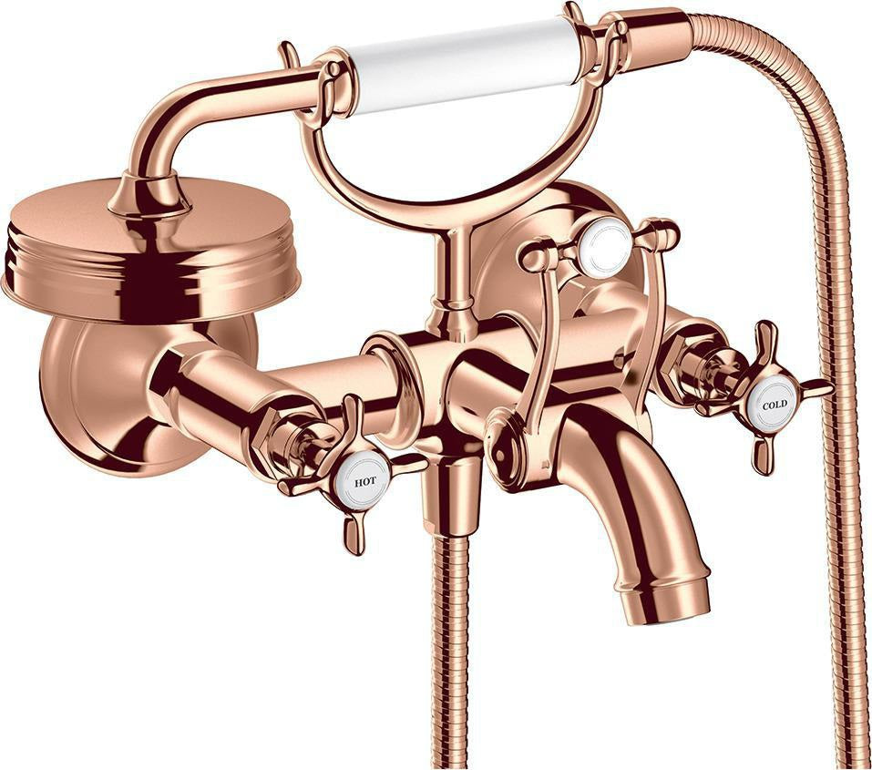 AXOR MONTREUX 2-Griff-Wannenarmatur DN 15, Aufputz, chrom – mit Handbrause & Brausehalter