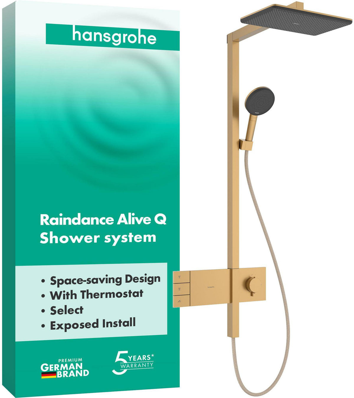 HANSGROHE Raindance Alive Q 210/340 2jet Duschsystem mit Thermostat – Schwarz