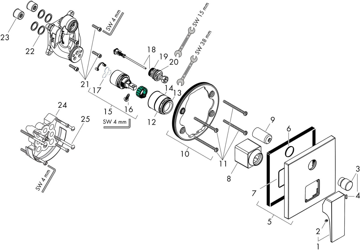 HANSGROHE Metropol Einhebel-Wannenmischer Fertigmontageset DN 15 Chrom