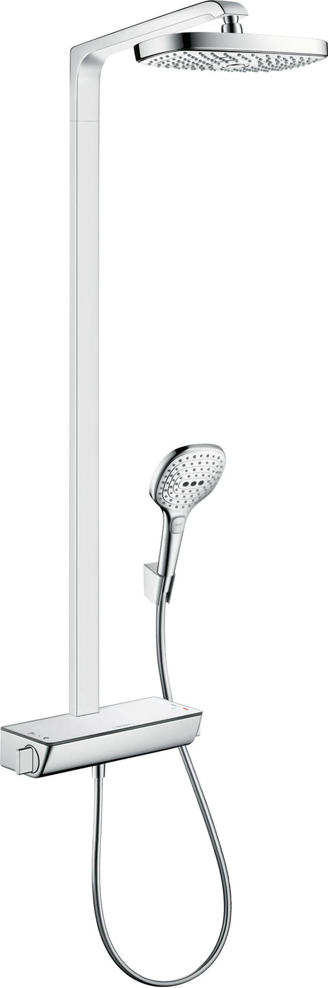 HANSGROHE Showerpipe Raindance Select E 300 2jet DN 15 EcoSmart – Duschsystem mit Thermostat, Chrom