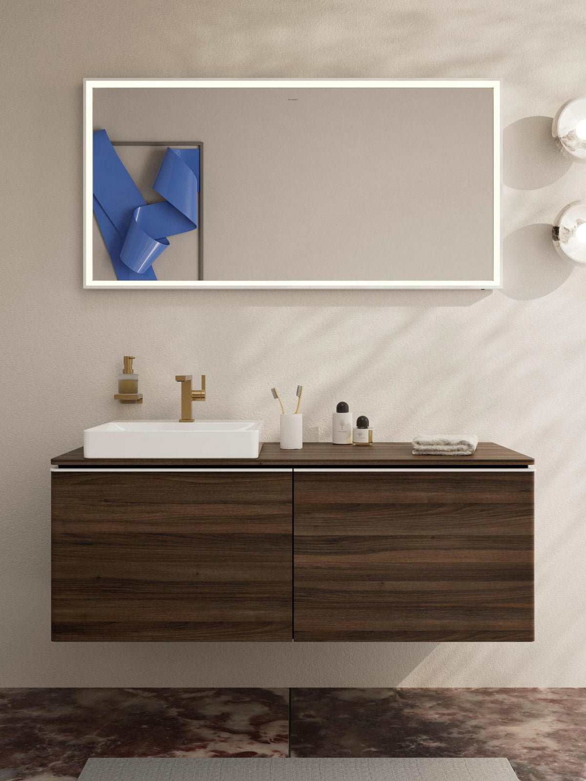 HANSGROHE Spiegel Xarita E mit LED-Beleuchtung und IR-Sensor, mattweiß, 1200 x 700 mm
