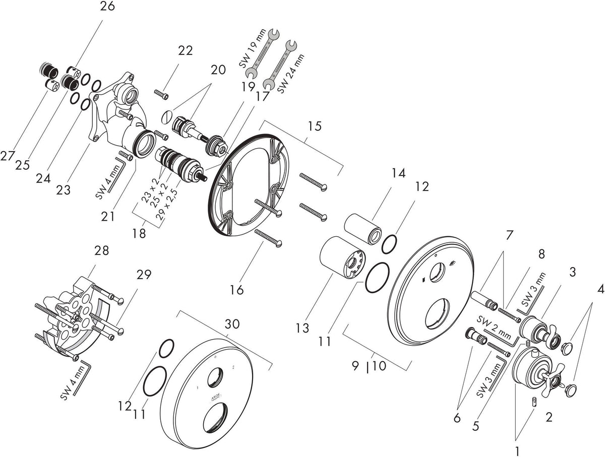 AXOR MONTREUX Unterputz-Thermostat mit Abstellventil, Chrom – 1 Verbraucher