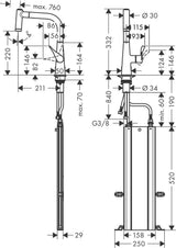 HANSGROHE Metris M71 Einhebel-Küchenmischer 220 mit sBox und Ausziehbrause, Chrom