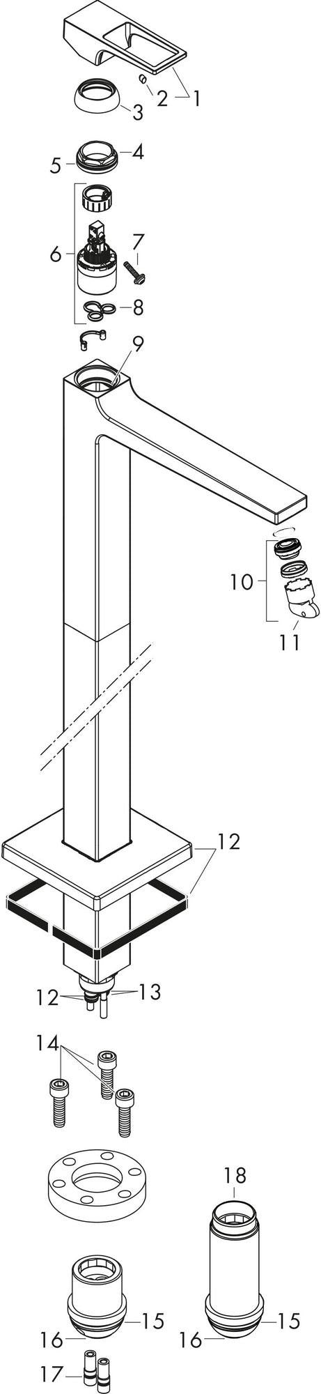 HANSGROHE Metropol Einhebel-Waschtischmischer DN 15, bodenstehend, Chrom – Fertigmontageset