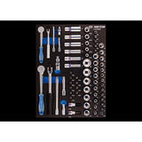 KING TONY Profi-Werkzeuge - 1/4"+ 3/8" Steckschlüssel-Set, metrisch, EVAWAVE - 70 tlg. 95570MRE