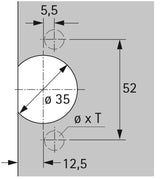 HETTICH Topfscharnier Selekta TH 32 zum Anschrauben, vernickelt, Topf-Ø 35 mm