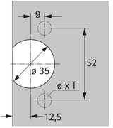 HETTICH Topfscharnier Selekta TH 32 zum Anschrauben, vernickelt, Topf-Ø 35 mm