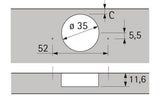 HETTICH Sensys 8657i Weitwinkelscharnier mit integrierter Dämpfung, halb vorliegend, TH 52