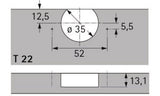 HETTICH Topfscharnier Selekta TH 32 zum Anschrauben, vernickelt, Topf-Ø 35 mm