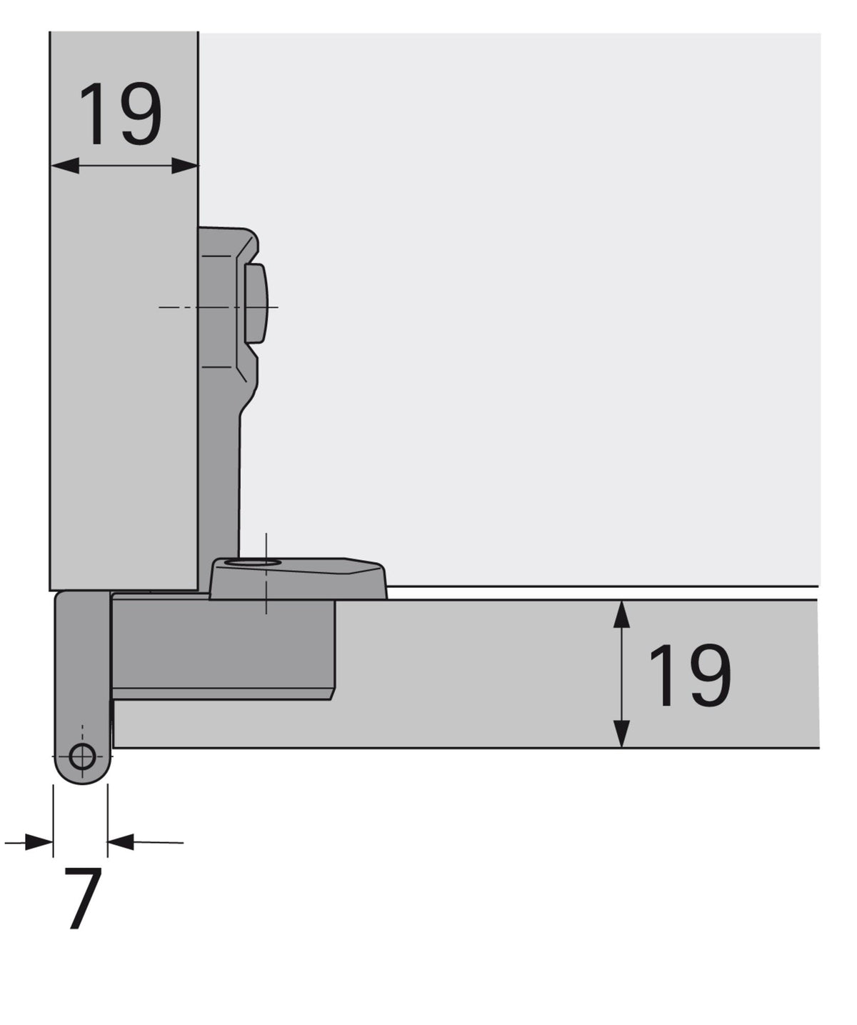HETTICH Grundscharnier Selekta Pro 2000 vorliegend/halb vorliegend Auflage 16 mm vernickelt