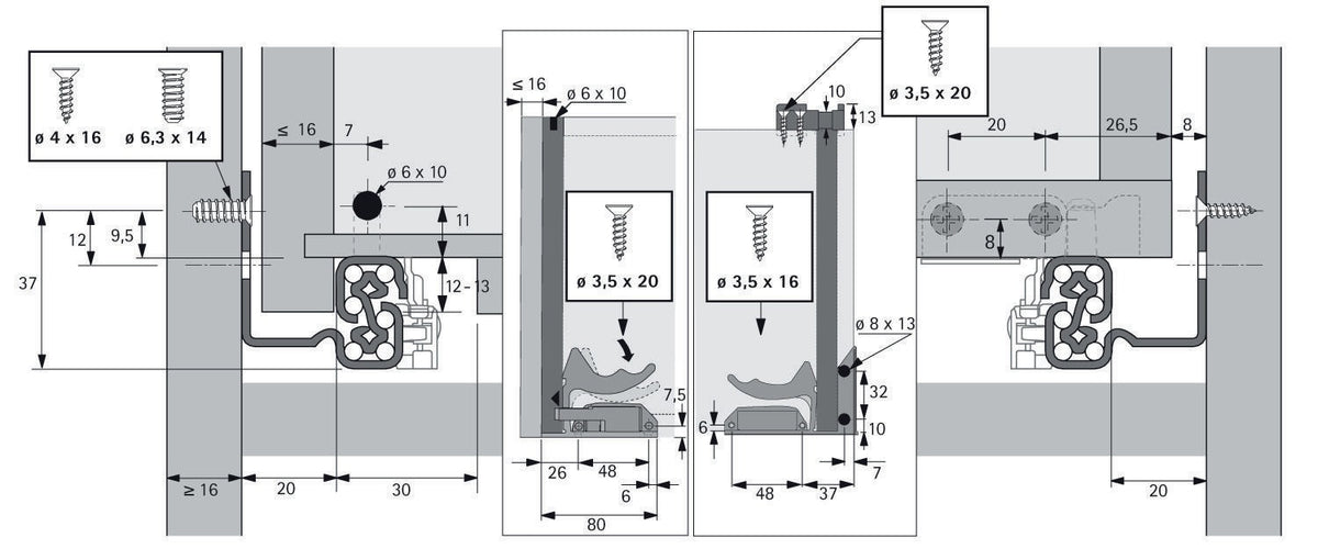 HETTICH Quadro V6 Vollauszug mit Silent System, 320 mm, Stahl verzinkt, 25 kg
